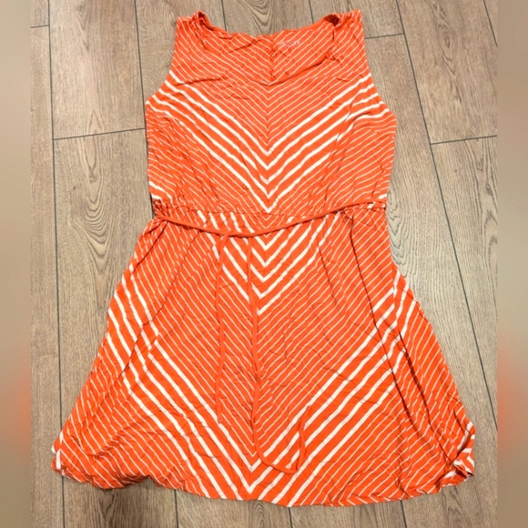 Ava & Viv Dresses & Skirts - 🆕 AVA & VIV Womens PLUS 3X Dress CORAL White CHEVRON Striped Tank Swing NEW